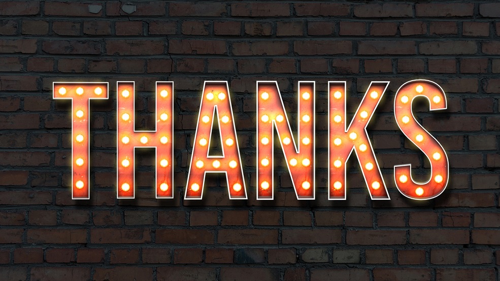 Photo of a thank you sign